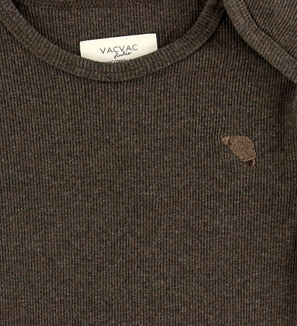 VACVAC Body l/ä - Scharlachrot - Rib - Dark Brown Melange VACVAC Body l/ä - Scharlachrot - Rib - Dark Brown Melange