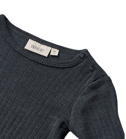 Wheat Bodysuit l/s - Wool/Silk - Rib - Liea - Navy