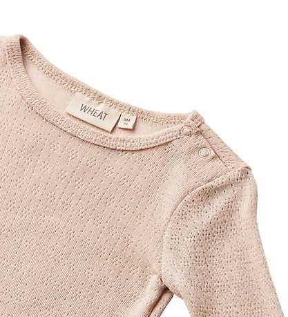 Wheat Bodysuit l/s - Wool/Silk - Liea - Pale Lilac w. Pointelle