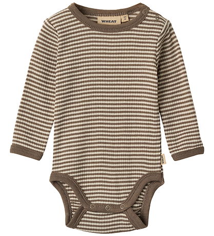 Wheat Bodysuit l/s - Wool - Rib - Lucca - Wood Stripe Wheat Bodysuit l/s - Wool - Rib - Lucca - Wood Stripe