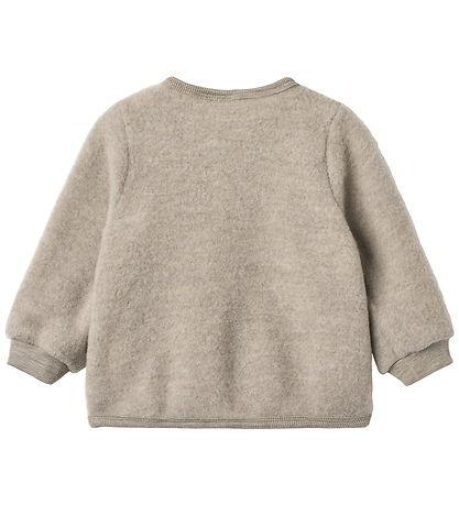 Wheat Cardigan - Wool fleece - Kari - Khaki Melange