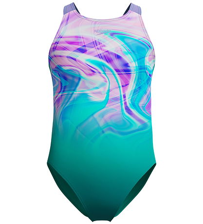 Speedo Swimsuit - Printed Pulseback - Green/Pink
