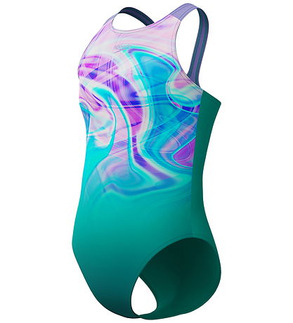 Speedo Swimsuit - Printed Pulseback - Green/Pink