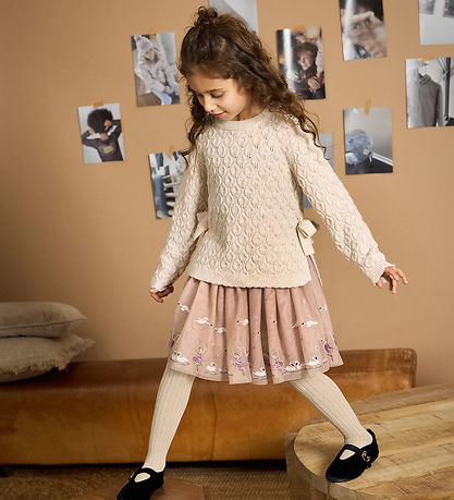 Minymo Tulle Skirt - Shadow Gray w. Embroidery