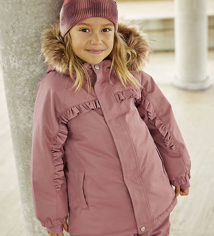Minymo Winter Coat - Withered Rose w. Ruffles