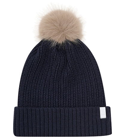 Minymo Beanie w. Fleece - Wool/Acrylic - Parisian Night w. Pom-P