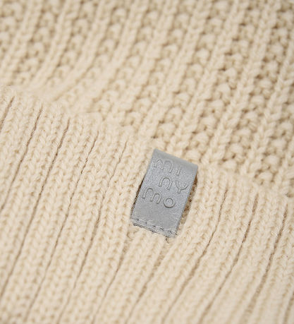Minymo Mütze m. Fleece - Wolle/Acryl - Sandmuschel m. Bommel