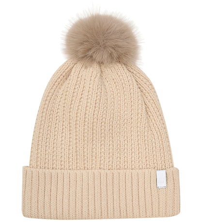 Minymo Mütze m. Fleece - Wolle/Acryl - Sandmuschel m. Bommel