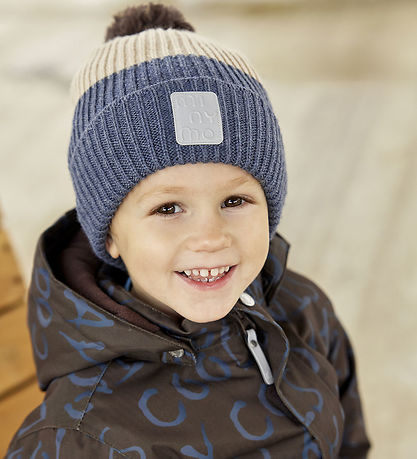Minymo Beanie w. Fleece - Wool/Acrylic - Parisian Night w. Pom-P