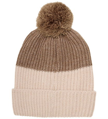 Minymo Beanie w. Fleece - Wool/Acrylic - Caribou w. Pom-Pom