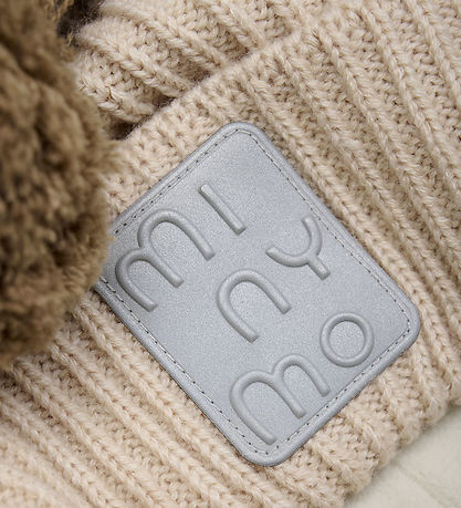 Minymo Beanie w. Fleece - Wool/Acrylic - Caribou w. Pom-Pom