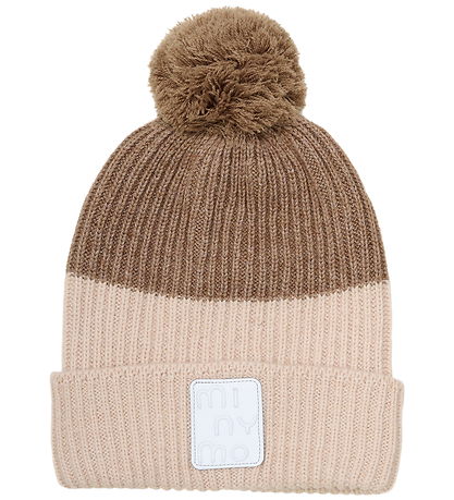 Minymo Beanie w. Fleece - Wool/Acrylic - Caribou w. Pom-Pom