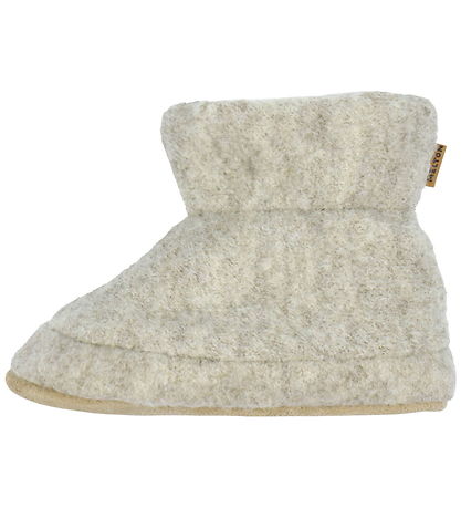 Melton Hausschuhe - Wolle - Beige Melange Melton Hausschuhe - Wolle - Beige Melange