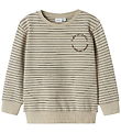Name It Sweatshirt - NmmOmero - Iceland Fossil w. Stripes Name It Sweatshirt - NmmOmero - Iceland Fossil w. Stripes