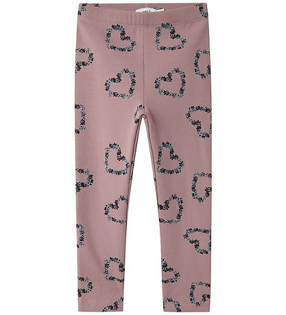 Name It Leggings m. Fleece - NmfOlukria - Paddsvamp m. Hjärtan