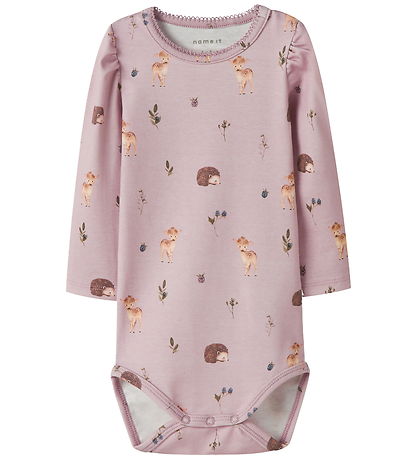 Name It Bodysuit l/s - NbfOtia - Burnished Lilac w. Animals