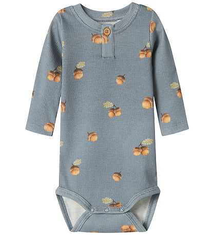 Name It Bodysuit l/s - Rib - NbmOlyan - Tradewinds w. Acorn
