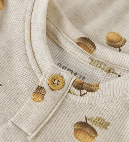 Name It Bodysuit l/s - Rib - NbmOlyan - Peyote Melange w. Acorn