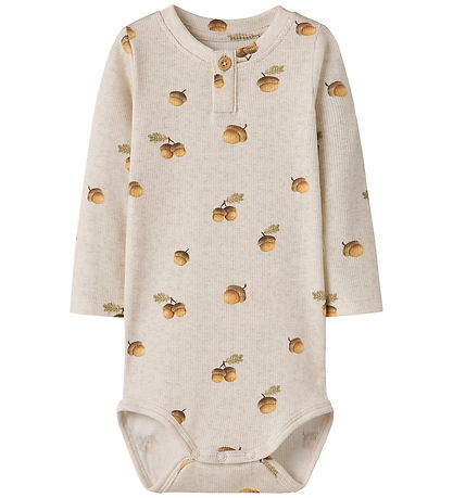 Name It Bodysuit l/s - Rib - NbmOlyan - Peyote Melange w. Acorn