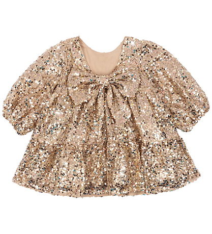 Konges Sløjd Mekko - Violetit paljetit Bow - Gold Glitter