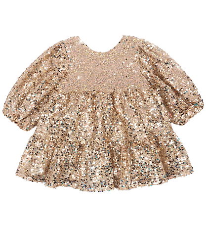 Konges Sløjd Mekko - Violetit paljetit Bow - Gold Glitter