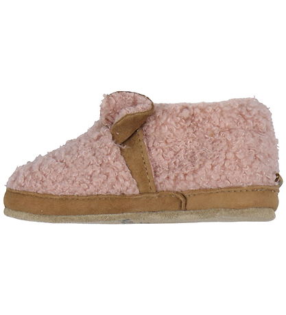 Melton Leder-Krabbelschuhe - Unscharf Teddy - Rose Dawn