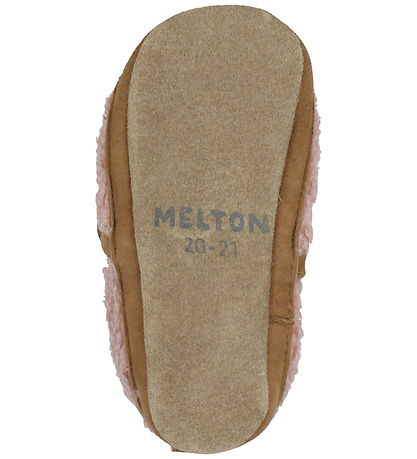 Melton Leder-Krabbelschuhe - Unscharf Teddy - Rose Dawn