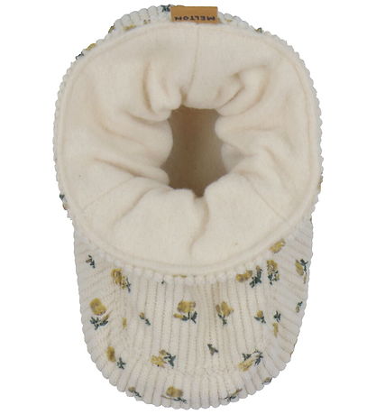 Melton Flauelsskór - Núna - Floral - Ecru