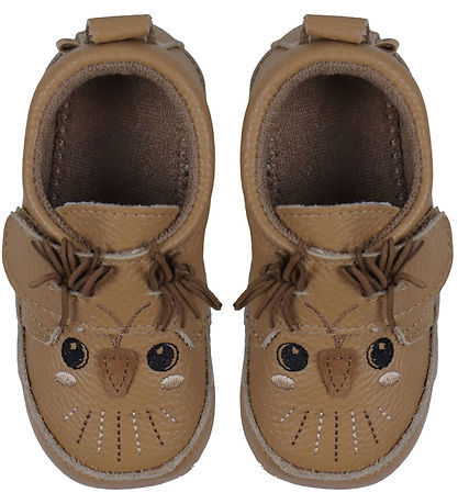 Melton Leder-Krabbelschuhe - Noos - Eule - Keks