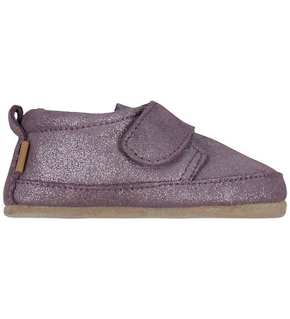 Melton Leder-Krabbelschuhe - Noos - Shimmer - Purple Dove