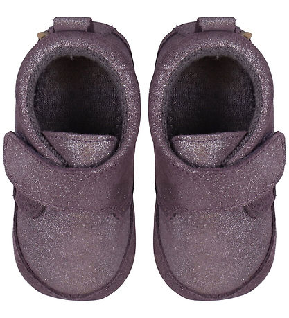 Melton Leder-Krabbelschuhe - Noos - Shimmer - Purple Dove