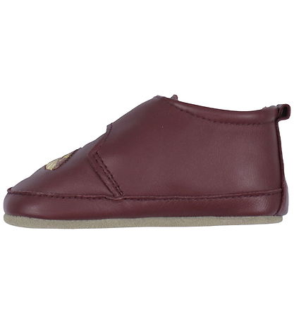 Melton Leder-Krabbelschuhe - Pilz - Bordeaux