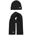 Kids Only Beanie and Scarf - Knitted - KogAvery - Black/Gold Hea Kids Only Beanie and Scarf - Knitted - KogAvery - Black/Gold Hea