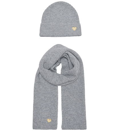 Kids Only Beanie and Scarf - Knitted - KogAvery - Light Grey Mel Kids Only Beanie and Scarf - Knitted - KogAvery - Light Grey Mel