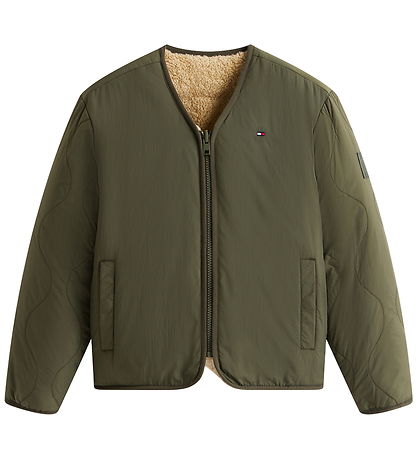 Tommy Hilfiger Fleece Jacket - Reversible - Pewter Green/Beige Tommy Hilfiger Fleece Jacket - Reversible - Pewter Green/Beige