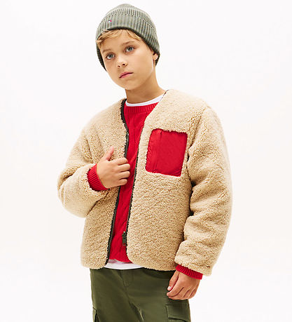 Tommy Hilfiger Fleece Jacket - Reversible - Pewter Green/Beige Tommy Hilfiger Fleece Jacket - Reversible - Pewter Green/Beige