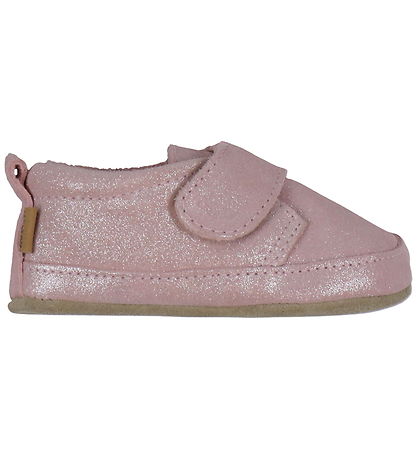 Melton Leren Slippers - Shimmer - Rose Grijs