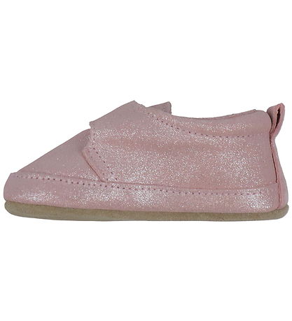 Melton Leren Slippers - Shimmer - Rose Grijs