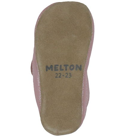 Melton Leren Slippers - Shimmer - Rose Grijs