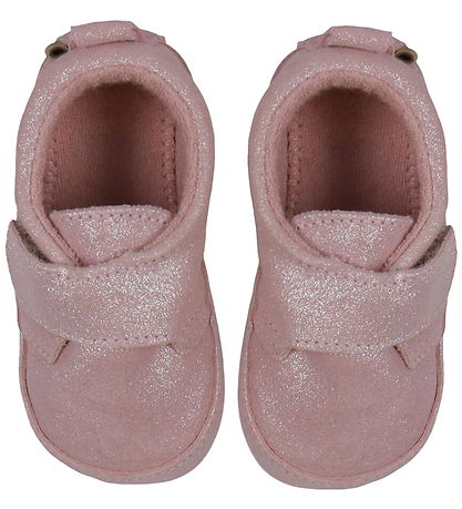 Melton Leren Slippers - Shimmer - Rose Grijs