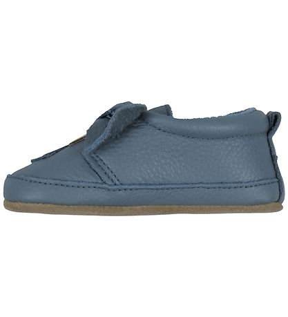 Melton Leder-Krabbelschuhe - Elephant - Blue Mirage