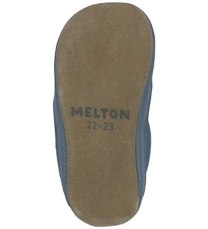 Melton Leder-Krabbelschuhe - Elephant - Blue Mirage