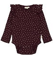 Petit Piao Bodysuit l/s - Rib - Modal - Dark Grape w. Hearts Petit Piao Bodysuit l/s - Rib - Modal - Dark Grape w. Hearts