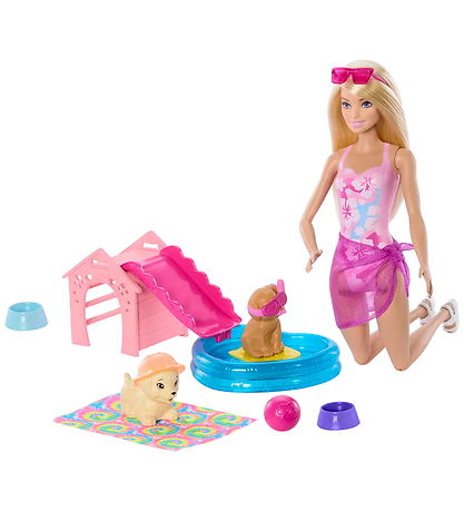 Ensemble de poupée Barbie - 30 cm - Chiot Pool Party Aloha Blond