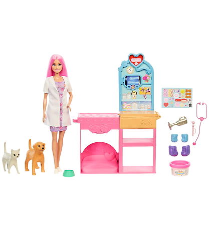 Barbie Dukke - 30 cm - Fast Støpt Dyreklinikk for veterinærer