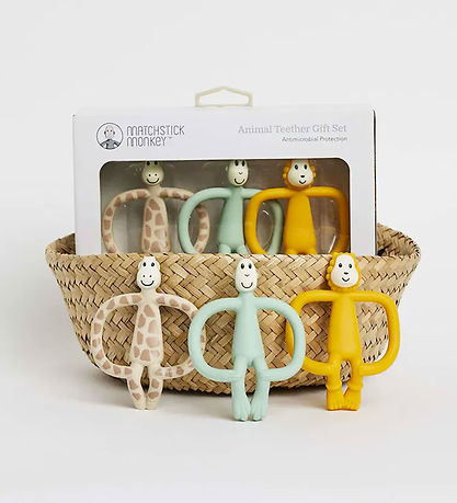 Matchstick Monkey Teether - 3-Pack - Animal Teether Gift Set