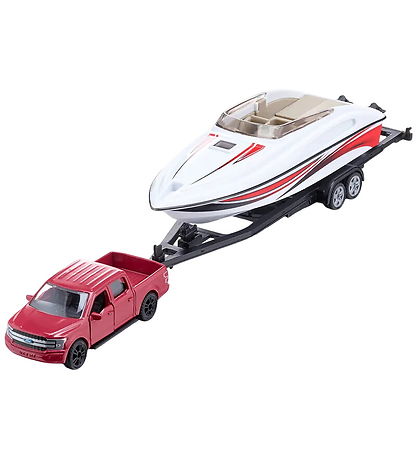Siku Car w. Boat - Ford F150 w. Motorboat - 1:55 - Red/White Siku Car w. Boat - Ford F150 w. Motorboat - 1:55 - Red/White