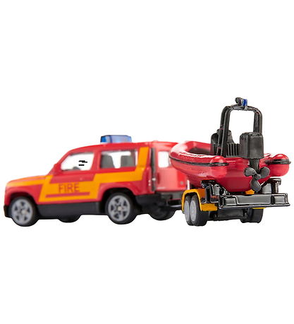 Siku Car w. Boat - Land Rover Defender w. Boat - Red/Yellow