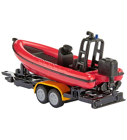 Siku Car w. Boat - Land Rover Defender w. Boat - Red/Yellow