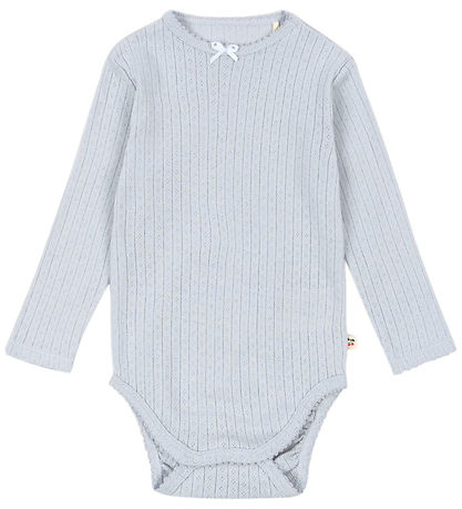 Konges Sløjd Romper l/s - Rib - Minnie - Grijs Dawn m. Pointelle